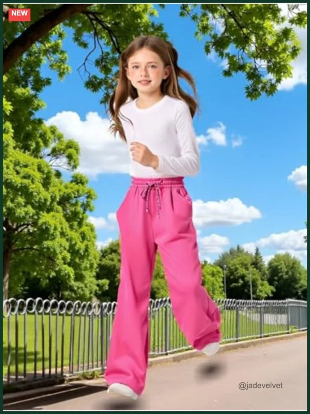 Girls Cotton Blend Sweatpants Straight Leg Drawstring Athletic Track Pants